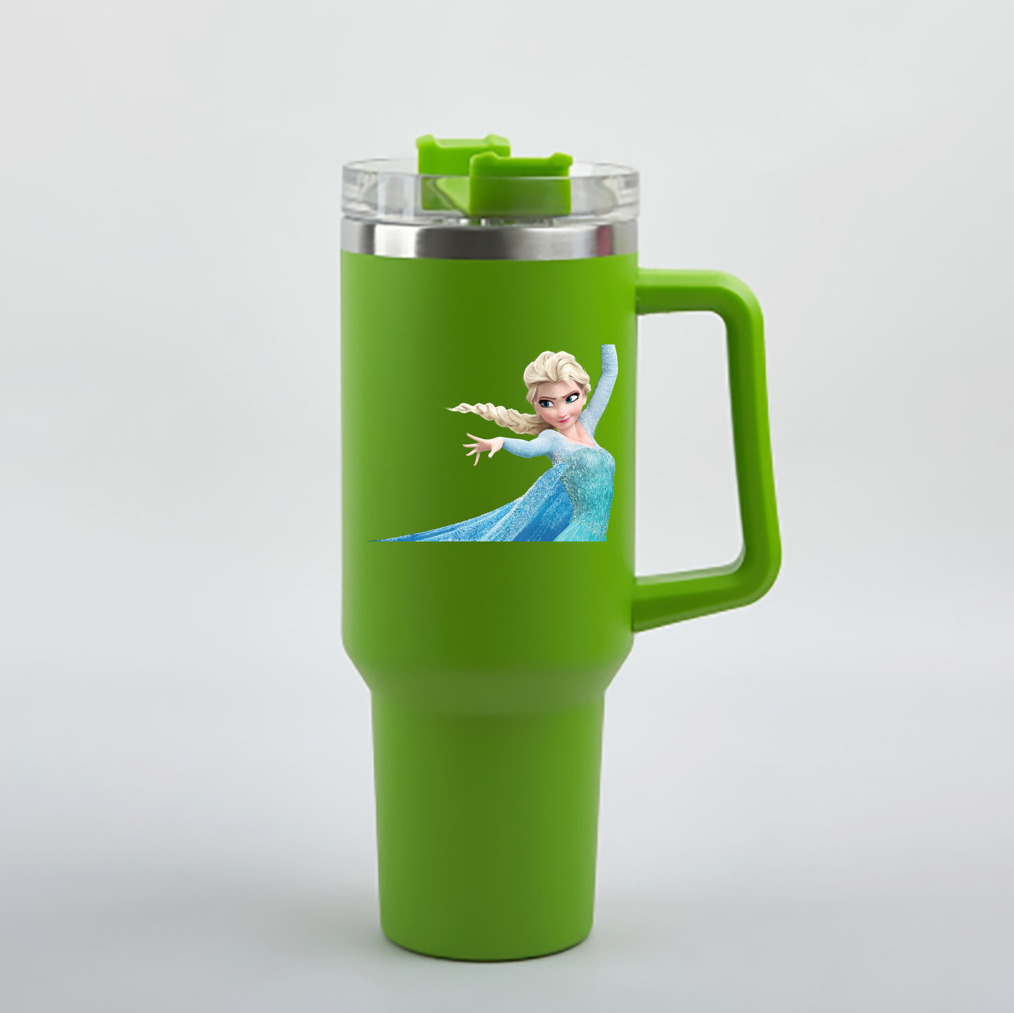 （画像用） アナと雪の女王 アンナ エルサ Frozen Anna Elsa 1200mL車用タンブラー - クリスタルステッカー（プラスチックストロー付き）